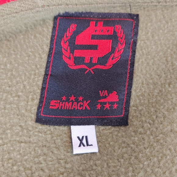 Vintage SHMACK Army Green Zip Up Hoodie Jacket Back Patch Size XL - Picture 7 of 16
